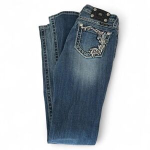 Miss Me Y2K Embellished Blue Jeans